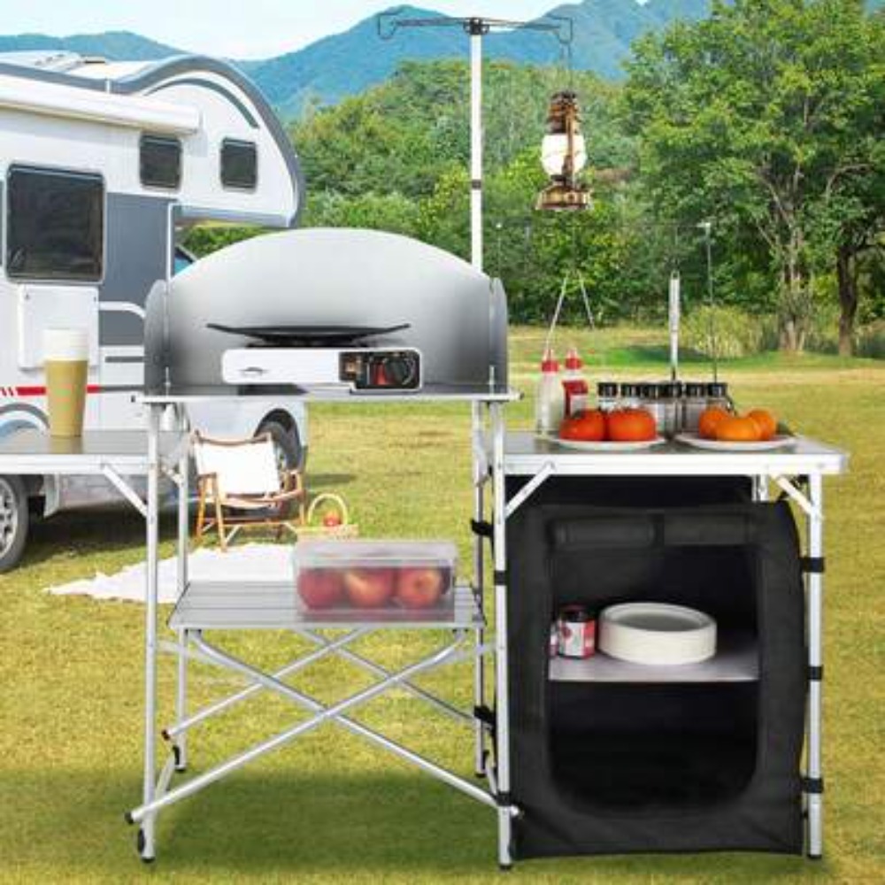 Outdoor Camping Kitchen Setup - Folding Outdoor Camping Kitchen Table with