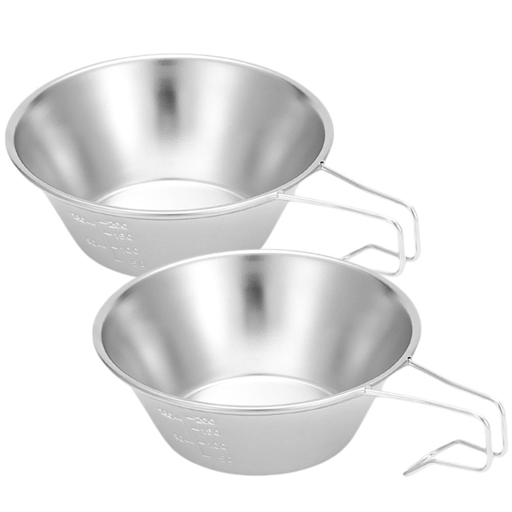 Outdoor Camping Food - 2Pcs Stainless Steel Camping Bowls Foldable