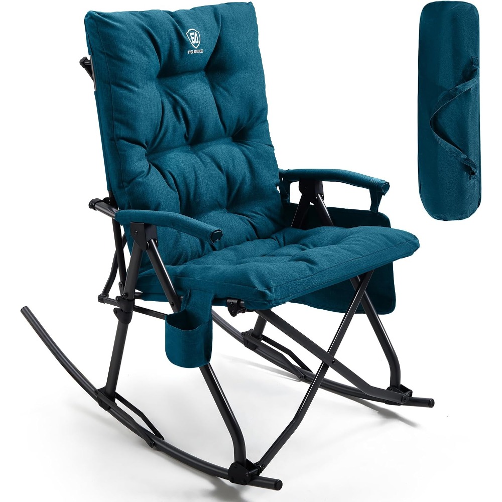 Outdoor Oversized Camping Chair - Oversized Folding Rocking Camping Chair, Padded