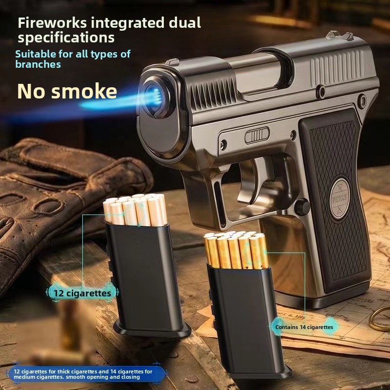 Outdoor Windproof Lighter - Windproof Belt 3 Cigarette Boxes Pistol