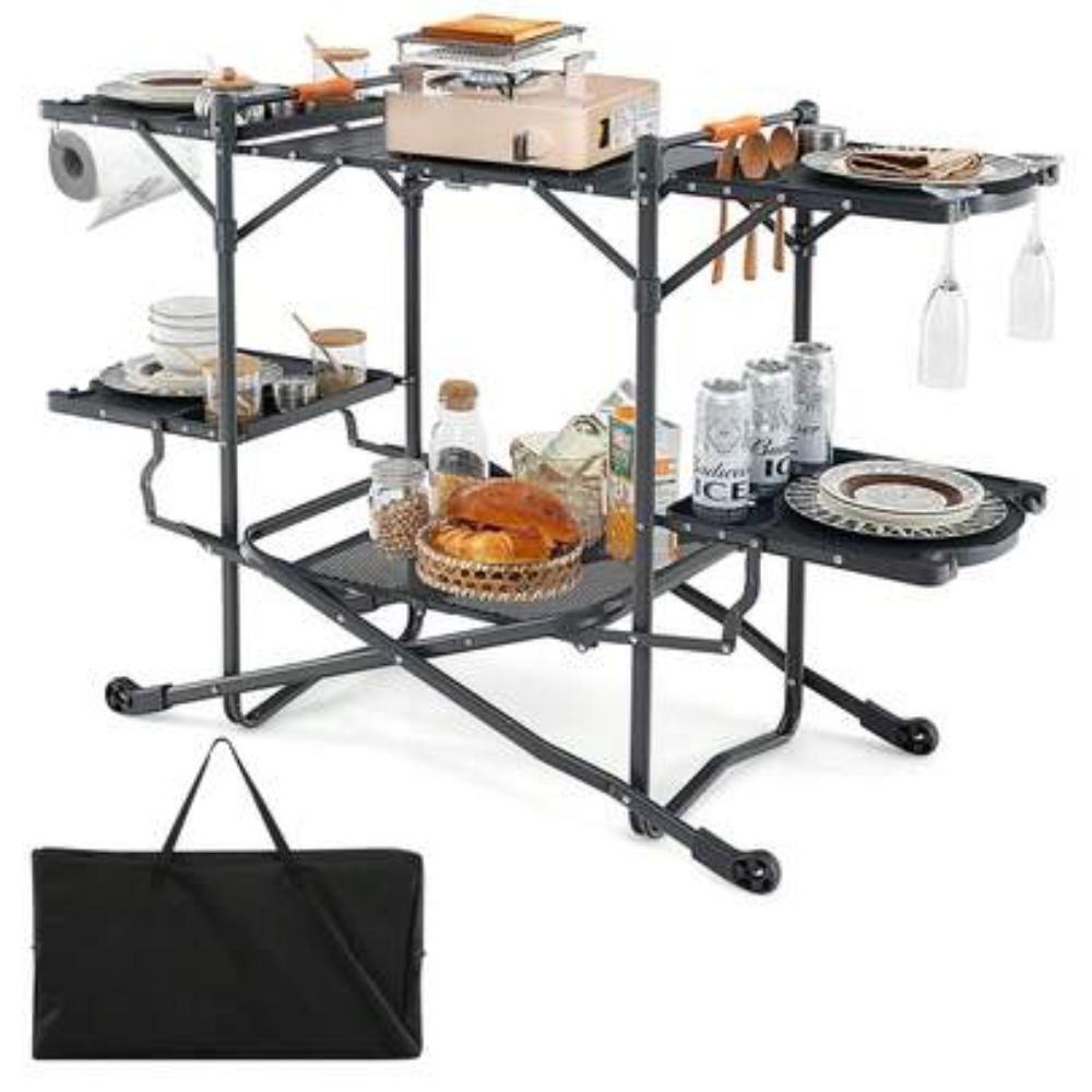 Folding Camping Cooking Table  - đánh giá và giá Outdoor Camping Kitchen Setup