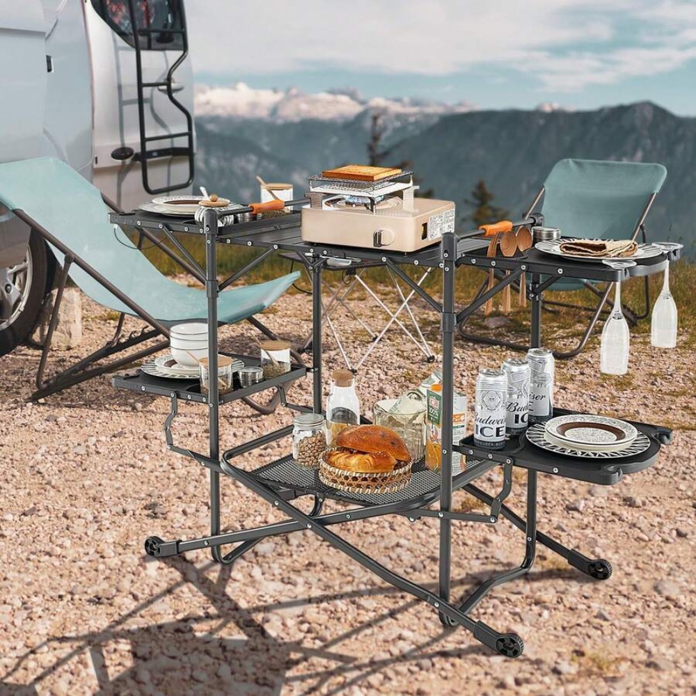 Folding Camping Cooking Table  - đánh giá và giá Outdoor Camping Kitchen Setup