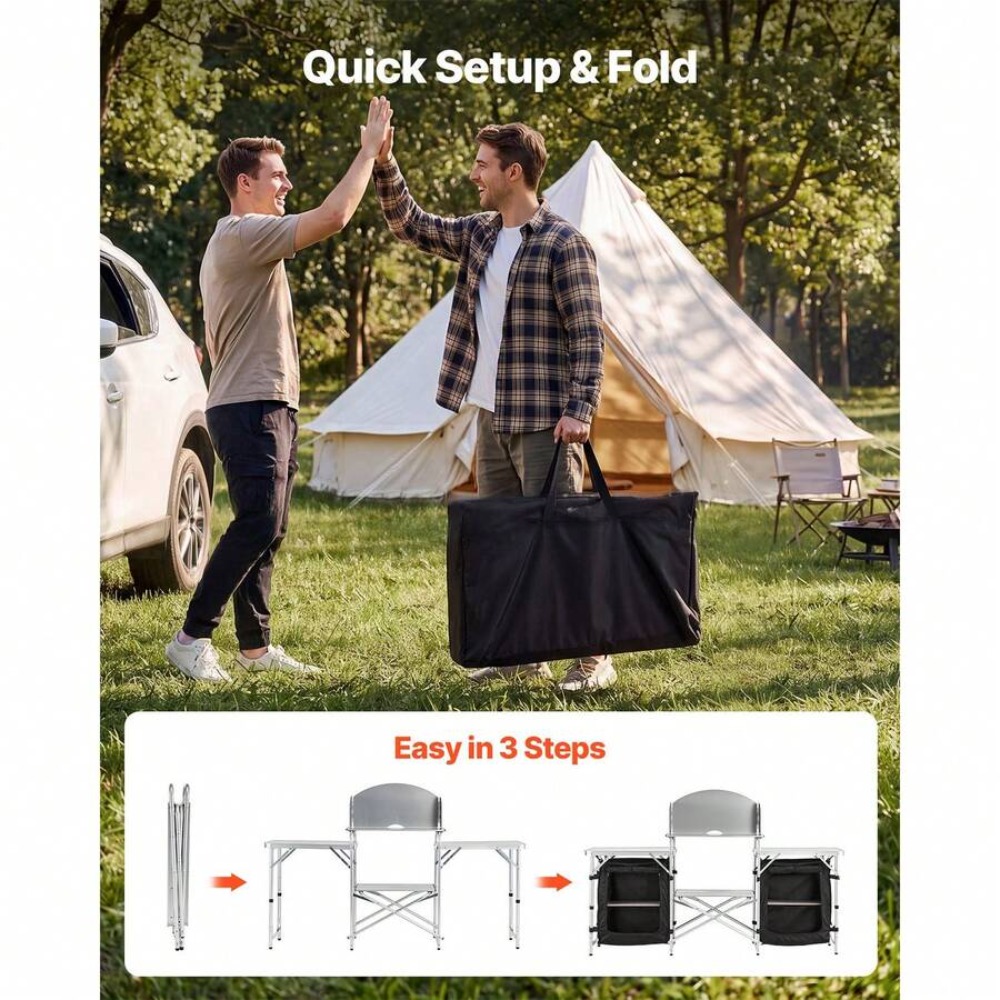 Portable Folding Camping Table - đánh giá và giá Outdoor Camping Kitchen Setup