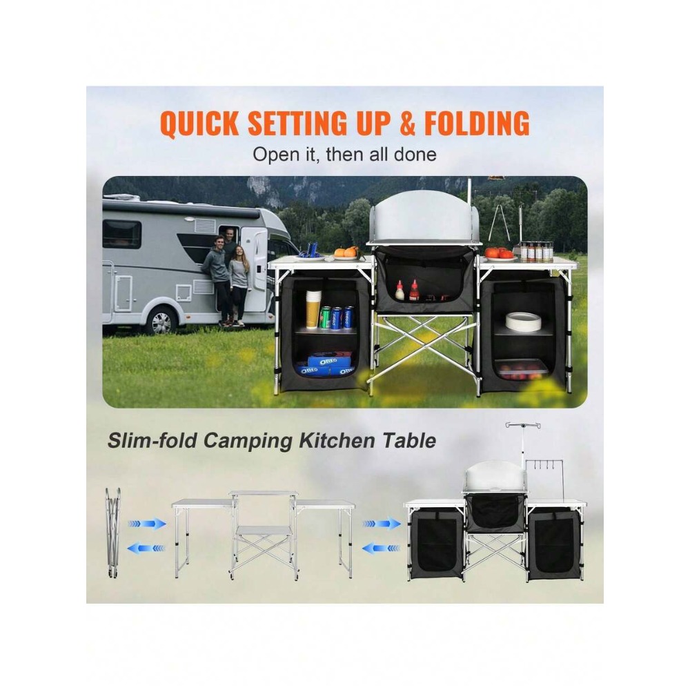 Folding Camping Kitchen Table  - đánh giá và giá Outdoor Camping Kitchen Setup
