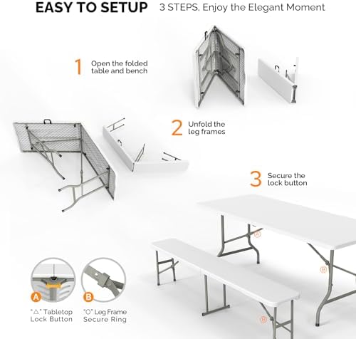 Picnic Table Set with 2 Benche - đánh giá và giá Camping Outdoor Or Indoor