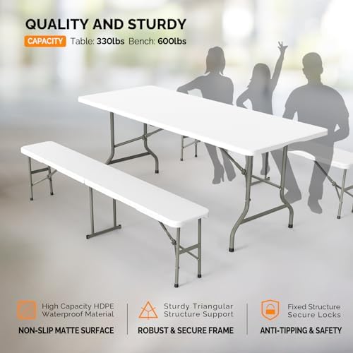 Picnic Table Set with 2 Benche - đánh giá và giá Camping Outdoor Or Indoor