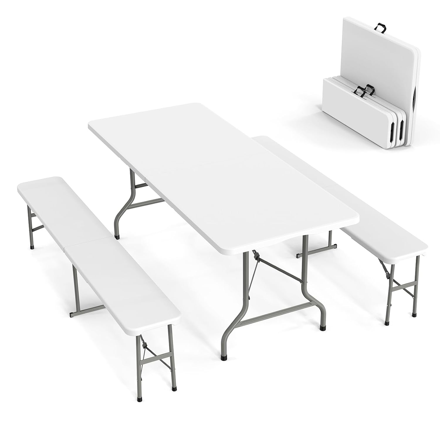 Picnic Table Set with 2 Benche - đánh giá và giá Camping Outdoor Or Indoor