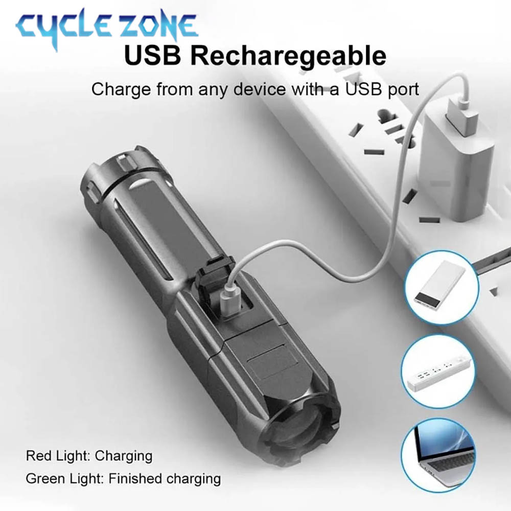 Portable LED Flashlight USB Re - đánh giá và giá Outdoor Camping Zone
